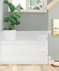 White Retractable Baby Gate For Stairs And Doors Indoor Outdoor Safety Gate Extends Up To 55 Inches Wide And 35 Inches High Mesh Barrier