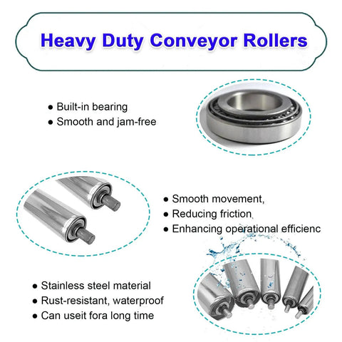 Beefy 5 Pack Galvanized Steel Conveyor Rollers For Industrial Belt Systems 32 Mm Diameter By 800 Mm Length Built Tough And Lasting Heavy Duty Replacement Parts For Industrial Equipment, stainless steel rollers with built-in bearing