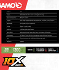 Specifications sheet for Swarm Magnum 10X GEN3i Inertia Fed Break Barrel.22 Caliber Pellet Rifle with features like 1300 fps velocity.