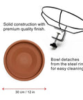 Deck Mounted Bird Bath Bowl For Balcony Railings 12 Inch Unheated Outdoor Bird Bath With Fence Clamp; Detachable design shown