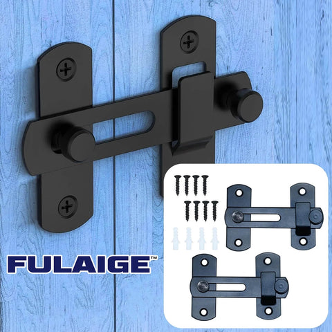 2 Pack 180 Degree Flip Sliding Barn Door Lock Set For Privacy And Security, Heavy Duty Powder Coated Forged Steel Latches