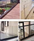 Premium Aluminum Base Rail Channel For Deck And Stairway Railing Delivers Beast Grade Stability And Slick Setup While Locking Tight To Standard Half Inch Deck Posts For Ultimate Outdoor Durability, shown installed in various settings.