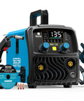 135A MIG Welder 110V 3 In 1 Gasless Flux Core Lift TIG Stick Welding Machine with digital display and accessories