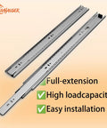 Pair Of 12 Inch Full Extension Drawer Slides For Kitchen Cabinets Built Tough Heavy Duty Side Mount Runners With 1.77 Inch Width 100 Lb Capacity Anti Rust Long Lasting Includes Screws showing full extension and installation features