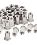 40 Pc M6 Rivet Nuts Steel Threaded Rivet Inserts Rivnuts Set For Quick One Side Install Beefy For Automotive