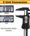 Six Inch Digital Caliper for Precise DIY and Machining, Quick Inch or Millimeter Switch, Four Measurement Modes, Rugged Carbon Fiber Composite Housing, Portable 0 to 6 Inches (0-150 mm), 0.01 Inch (0.1 mm) Resolution, High Accuracy with inch/mm display