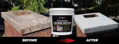 Brushable Chimney Crown Repair Elastomeric Waterproof Coating For Crowns And Masonry, Fast Setting No Fuss Protection on chimneys before and after application