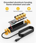 Heavy Duty Power Strip Surge Protector With Two Pack Individual Switches 20 Amp 12 Gauge 4 Ft Extension Cord Four Outlets Wall Mount Industrial Grade For Garage And Shop Yellow