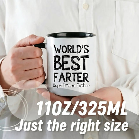 Funny 11oz Ceramic Coffee Mug For Dad with humorous dad joke graphic, perfect for coffee at home or office.