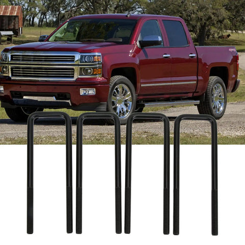 Heavy Duty Square U Bolts Kit For Rear Axle Leaf Springs 10 Inch Steel U Bolts With Nuts And Gaskets Replacement Suspension Repair For 1500 Trucks Built Tough For Quick Bolt On Install And Long Lasting Performance., black steel U-bolts for 1500 truck rear leaf springs