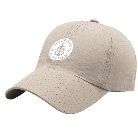 Cream-colored No Crying On The Yacht Unisex Adjustable Hat For All Seasons, Lightweight Baseball Style Cap with curved brim