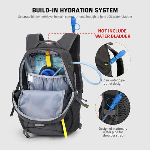 20L Lightweight Hiking Backpack for Men and Women with hydration system, durable 600D polyester, open front pocket view