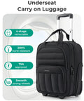 Underseat Carry On Luggage With Wheels For Women, 16 Inch Personal Item Bag, lightweight with retractable handle, black