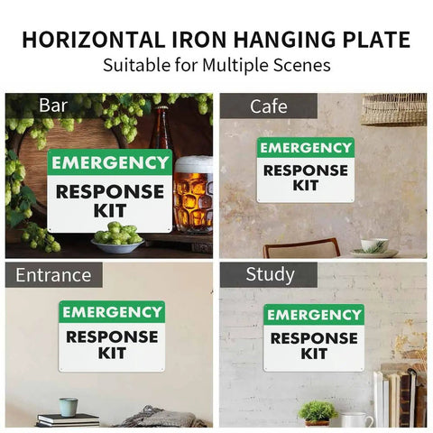 Emergency Response Kit First Aid Sign 8x12 Inches Rust Free Aluminum Weatherproof for bar, cafe, entrance, study