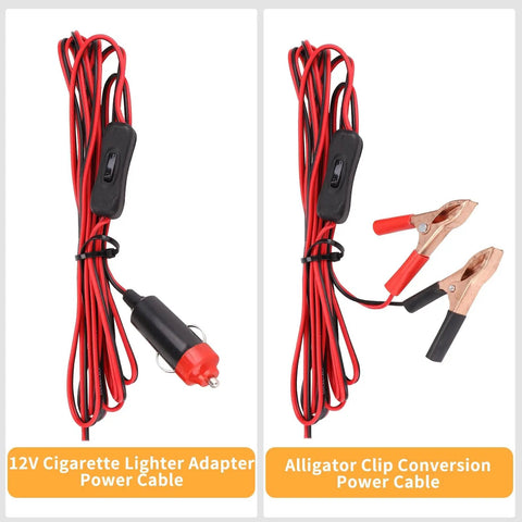 12V Electric Power Cable with Cigar Lighter Adapter and Alligator Clip Conversion for fuel pumps.