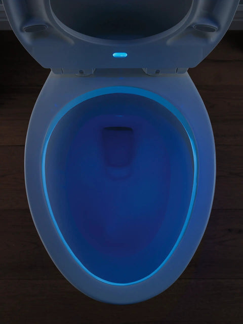 Sanborne Round Nightlight Toilet Seat With Slow Close And Quick Release White Battery Powered Soft Glow Night Light Four AA Batteries