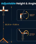 Rechargeable Outdoor Camping Light With Remote And Detachable Tripod Up To 6 Ft shown with adjustable LED heads and height