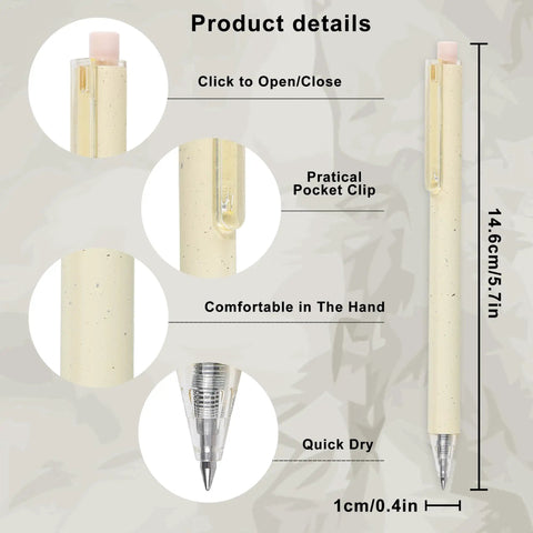 Product details of Beige Cream Gel Pens 12 Pack Set With Neutral Aesthetic Retractable Black Ink 0.5mm Fine Point, smooth writing.