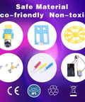 Components of Hands-On Electric Motor Robot Science Kits For Kids Ages 8 To 12 on purple background