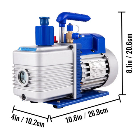 KGKGK Single Stage Vacuum Pump, 4.8 CFM AC Refrigerant Recovery Tool With Gauges For HVAC Air Conditioning And Auto Maintenance. Die-Cast Aluminum Housing, Low Noise, Thermal Protection. Heavy Duty Vibes
