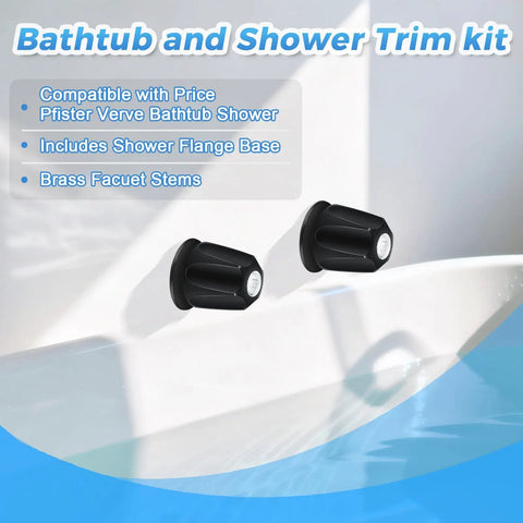 Two Piece Bathtub Shower Knob Replacement Kit For Price Pfister Verve And Windsor Tub Faucets in matte black on tub