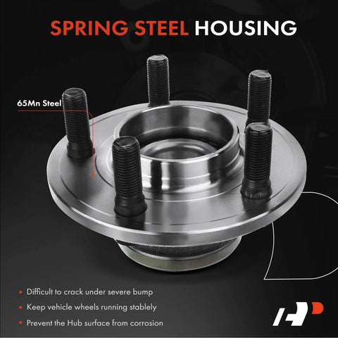 Front And Rear Wheel Bearing And Hub Assembly Kit For Dodge Charger 2006 Through 2009 Magnum 2005 Through 2008 And Chrysler 300 2005 Through 2009 RWD Five Lug displayed showing steel construction and bolt placement