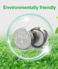 Image of SR626SW Watch Battery 10 Pack AG4 Alkaline Button Cell 377 376 LR626 1.5V in a protective bubble on grass.