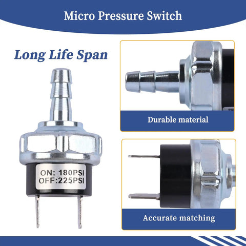 Air Compressor Micro Pressure Switch For DeWalt, Porter Cable, Craftsman D55146 D55167 D55168 Type 6 180-225 PSI 110-120V