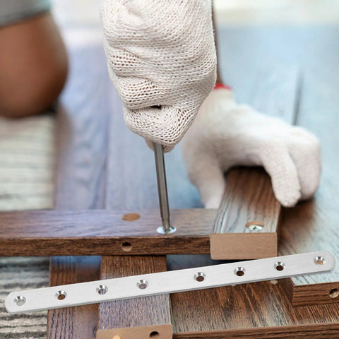 4-Piece Heavy Duty Stainless Steel Straight Brackets And Flat Joining Plates Set used for reinforcing shelving assembly