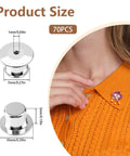 70 Pack Locking Pin Backs Metal Seals For Badges Brooches And Enamel Pins Secure Your Swag With These Dope Pin Fasteners sizes on a model's collar.