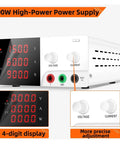 Beefy High Power Adjustable DC Power Supply For Lab Use With Digital Three LED Display And Fine Coarse Knobs 0 To 100V 5A