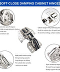 4-pack RV cabinet hinges, stainless steel with soft-close dampers for overhead cabinets