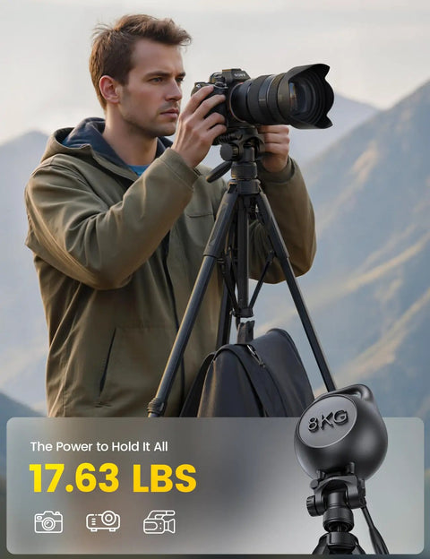 Go To Camera Tripod With Rapid Leg Deployment For DSLR, iPhone And GoPro, 67 Inch Adjustable Stand, photographer using outdoors