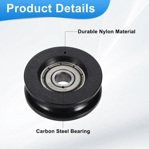 Close-up of 24 Pack Kickass Nylon U Groove Guide Bearings 6X11X31MM showing durable nylon material and carbon steel bearing.