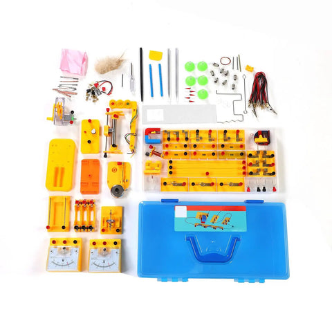 Electromagnetic Circuit Learning Kit For Curious Teens A Hands On Physics Lab With 68 Experiments And Storage Box Magnetic Field Explorations Ideal For Junior And Senior High School Students components displayed with blue box