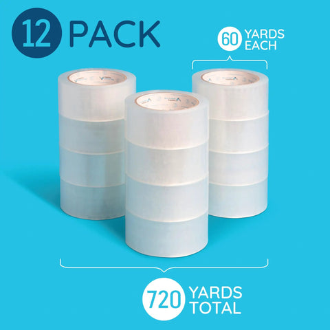 Clear Packing Tape Refills Bulk 12 Pack Heavy Duty 2 Inch Wide Packaging Tape Rolls for Moving Boxes and Shipping Sealing