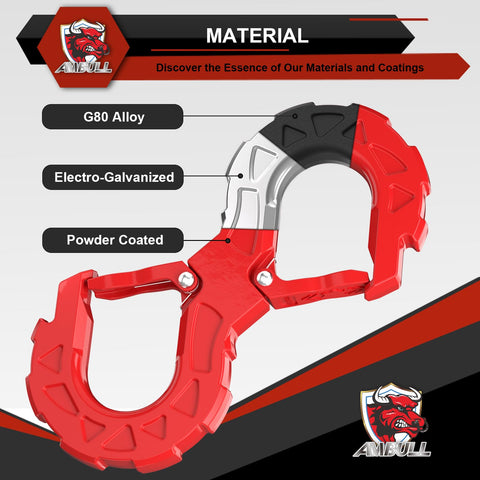 3/8 Inch Tow Hook And Winch Shackle For Off Road Recovery 33000 Lbs G80 Heavy Duty Integrated Quick Shackle Red material view