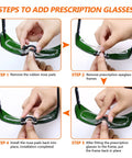 Steps for adding prescription glasses to Heavy Duty IPL Safety Goggles Delivering Knockout OD4 Eye Protection Across 200 To 2000 Nanometers.