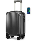 Underseat Carry On Luggage 18x14x8 Inches Hardside With TSA Lock USB Port Lightweight Removable Silent Wheels Black Travel Bag For Easy Spirit And Frontier Flights