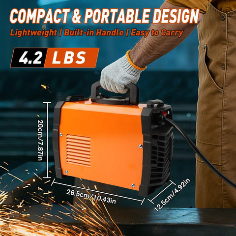 Person holding Dual Voltage Arc Welder For 110V Or 220V, 250 Amp Portable IGBT Inverter Welder For Home DIY Projects
