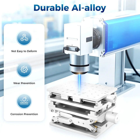 3 Axis Moving Workbench with 3D Positioning Table Aluminum Alloy Engraving Machine, silver, for laser marking in optical lab setup