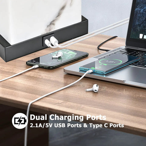 Dope Black 24 Inch Touch Table Lamps Set Of 2 With USB Ports showing dual charging feature on wooden table