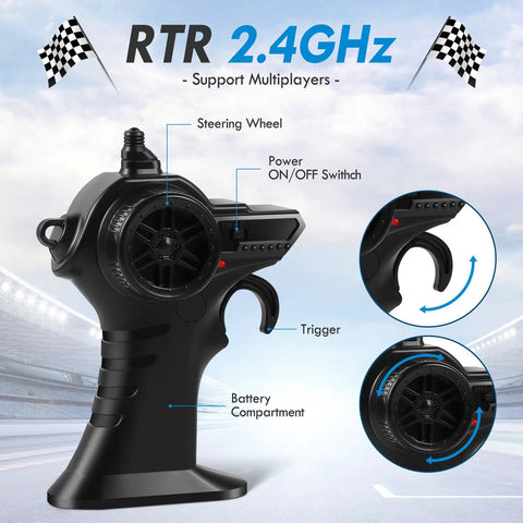 Controller for All Terrain 2.4GHz RC Monster Truck With LED Body Lights 20 Kmh Speed Dual Rechargeable Batteries Off Road Toy Car