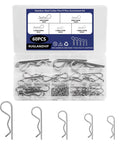 60 Piece Cotter Pin Kit With 5 Size Assortment, Heavy Duty R Clips And Hairpin Pins, Stainless Steel Fasteners, Rust Resistant