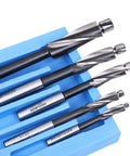 H.S.S. Solid Cap Screw Counterbore Set, 7 Piece, 3 Flute, Straight Shank, Inch Size Counterbores For Cap Screws, Precision Milling Tools
