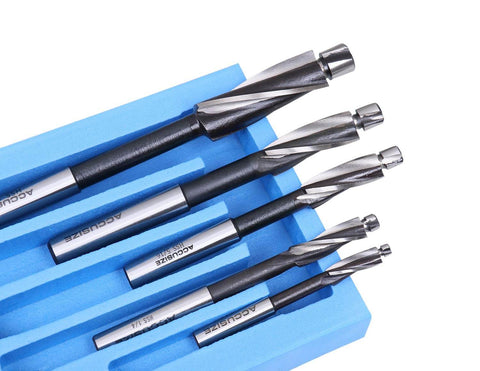 H.S.S. Solid Cap Screw Counterbore Set, 7 Piece, 3 Flute, Straight Shank, Inch Size Counterbores For Cap Screws, Precision Milling Tools