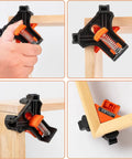 90 Degree Angle Clamps For Woodworking Corner Clip Right Angle Fixer 4 Pack In Orange And Black holding wood boards