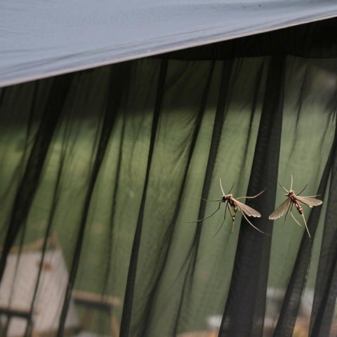 Dope Black Hexagonal Mesh Mosquito Netting For Balcony And Patio Breathable Polyester Garden Cover in use outdoors