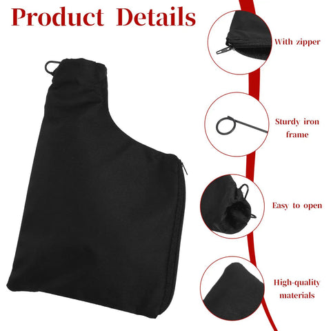 Workhorse Two Pack Miter Saw Dust Collection Bag With Roll Down Zipper Seal And Bendable Steel Wire Opening Universal Hook Up for Table Saws Belt Sanders And Planers showing zipper and sturdy design.