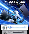 90W USB C Car Charger With 45W Coiled Cable For IPhone 17 16 15 Pro Max And IPhone 17E 16 15 Pro Max Plus Air Galaxy S26 Ultra And Android
